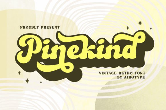 Pinekind Retro Script Font: Groovy Vintage Typeface for Brands
